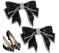 Alipis Chaussure en Nœud Noir pour Garçon et Filles Mariage Ambiance Noël | Décoration Réutilisable, Maille Brillante, 1 Paire, Style Mode, Bijoux de Chaussures pour Petits