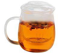 Alipis Coffret Tasse à Thé en Verre Passoire, 550ml, Usage Maison | Verre, Filtre Intégré, Facile à Laver, pour Recevoir des Invités, Lot de Trois Pièces