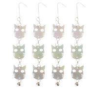 Alipis Disque Réfléchissant Effet Éblouissant Tête de Chaton 4pcs en Pet Argenté Léger Anti-Oiseaux et Pics pour Balcon et Verger