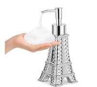 Alipis Distributeur de Savon avec Pompe Paris Tour Eiffel Rechargeable pour Salle de Bain Argenté 200 ML