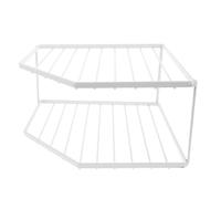 Alipis Étagère à Casseroles Double Couche en Fer Cuisine, Blanc | Rangement D’angle, Pose sur Comptoir ou Placard, Stabilité pour Ustensiles Lourds, Style Moderne Classique