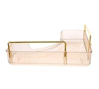 Alipis Étagère d'angle pour Maquillage Et Cosmétiques 1 Niveau en Pet Transparent Teinté Thé, Organisateur Multifonction pour Salle De Bain Et Chambre, Rangement Peu Encombrant pour Comptoir Et Coin
