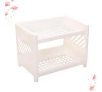 Alipis Étagère de Rangement Cuisine à Deux Niveaux, Mini Blanche | PP et Plastique, Base Antidérapante Plateau Profond, pour Ustensiles et Bocaux, Structure Autoportante