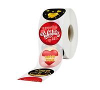 Alipis Étiquettes Autocollantes Saint-Valentin 500 Pcs Rouleau Autocollants Présents en Papier Adhésif “I Love You” Décorations Fête Scellage Enveloppes Stickers pour Cartes et