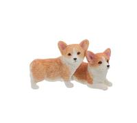 Alipis Figurines de Corgis Miniatures en Résine Orange, 2 Pièces, Sculptures Animales Légères, Décoration Créative pour Tableau de Bord de Voiture et Étagère, Présents pour