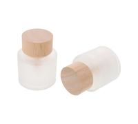 Alipis Flacon Diffuseur de Parfum Rond 50ml et Création D'ambiance Personnalisée 2 Pièces en Bois et Verre Blanc, Diffusion Stable et Rechargeable, pour Salles de Bain