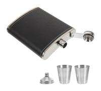 Alipis Flasque de Poche, Fiole à Alcool en Acier Inoxydable 7 Oz, Noir, 1 Set, Légère et Étanche, pour Alcool et Whisky