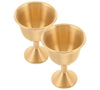 Alipis Gobelet en Métal Laiton Or Vintage 2pcs, Calice Classique Médiéval à Pied, Solide et Décoratif pour Cérémonie et Mariage Élégant