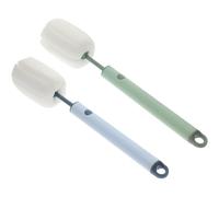 Alipis Lot de 2 Brosses Éponge à Biberon et Tasse à Manche Long Télescopique, Mousse Douce Réutilisable, Nettoyage pour Bouteille et Verre, Usage Domestique, Couleurs Verte et Bleue