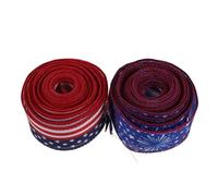 Alipis Lot de 2 Rubans Décoratifs à Bords Filaires en Tissu pour Emballage Présent et Couronne, Thème Patriotique du 4 Juillet Imprimés Drapeau Américain