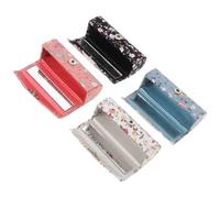 Alipis Lot De 4 Boîtes De Rouge à Lèvres En Tissu Brodé, Assortiment Petites Fleurs Noir Blanc Bleu Rose, Organisateur Compact Pour Cosmétiques Et Maquillage, Rangement Décoratif Pour Usage Quotidien