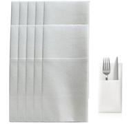 Alipis Lot de 50 Serviettes D’emballage pour Couverts, Serviettes en Papier Blanches, Design Ouvert Simple, pour Couteaux et Fourchettes, Voyage et Banquet