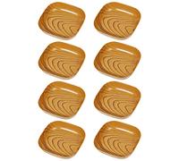 Alipis Lot de 8 Assiettes à Sauce Imitation Bois en Pp Surface Lisse et Bords Ronds, Plat de Service Pratique Maison Fêtes, Finition Soignée