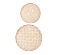 Alipis Passoire Alimentaire Ronde en Bambou Naturel et Décor Rustique Cuisine 2 Pièces, Tamis Polyvalent Résistant et Rangement Maison