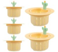 Alipis Passoire D'évier Cactus en Plastique Jaune 5pcs, Panier Filtre Cuisine Maison, Facile à Nettoyer, Protège-bonde et Filtre Déchets