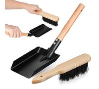 Alipis Pelle à cheminée domestique et brosse de nettoyage de cheminée ensemble pelle et balayette à cendres en bois avec poignées antidérapantes pour foyer jardin et pots 11.02 x 3.15 x