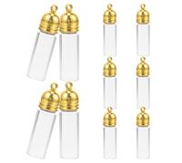 Alipis Petites Bouteilles à Souhaits Flacons en Verre et Métal Lot de 10 en Verre Bouchon Or, Décorations Suspendues 35x11mm pour Artisanat et
