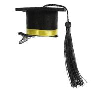 Alipis Pince à Cheveux Mini Chapeau de Remise de Diplôme Pompon Jaune, Barrette Décorative Kawaii pour Fille, Accessoire Coiffure pour Fêtes de Fin D’études et Célébrations