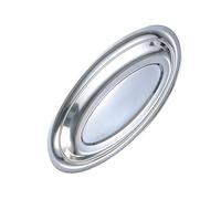 Alipis Plat de Service Ovale Assiette Creuse Peu Profonde en Acier Inoxydable Argenté Réutilisable Design Classique Élégant 28cm pour Buffet et Fêtes