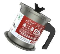 Alipis Pot à Huile Cuisine 1,4l avec Filtre à Mailles en Plastique et Fer, Récipient Anti-débordement pour Stockage et Filtration de Graisse