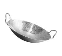 Alipis Wok de Cuisson Antiadhésif en Acier Inoxydable, Double Poignées | Surface Polie, Nettoyage Facile, Poignées Sûres, Format Portable, Cuisine, Camping et Service Quotidien