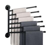 Alise Porte-Serviettes pivotant, Pliable à 6 Bras pour Salle de Bain, Support Mural pour Linge, Porte-Serviettes pivotant en Acier Inoxydable SUS304 pour économiser de l'espace, Noir Mat