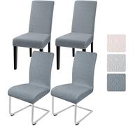Alishomtll Lot de 4 housses de chaise en jacquard pour chaises élastiques et basculantes amovibles pour cuisine, restaurant, hôtel, banquet (gris)