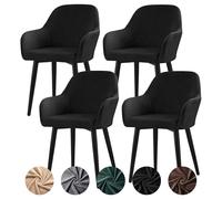 Alishomtll Lot de 4 housses de chaise extensibles en velours pour fauteuils universels avec accoudoirs - Amovibles et lavables - Housse pour chaises de cuisine, salle à manger, banquet, mariage et