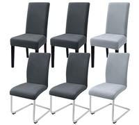 Alishomtll Lot de 6 housses de chaise en velours pour chaises de salle à manger - Amovibles - Pour cuisine, restaurant, hôtel, banquet (4 gris foncé + 2 gris clair)