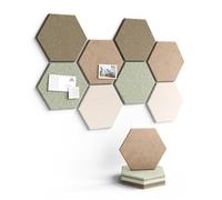 ALISMDZZ | 8 Pièces Tableau en Feutre Hexagonal 26x30cm, Panneau Mémo/Vision Board/Photo avec 30 Épingles & 50 Adhésifs et punaises, Décoration Murale Bureau, Chambre d'Enfant & Cuisine-Marron