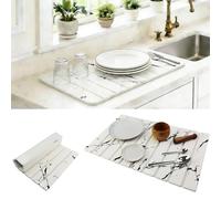 ALISMDZZ | Tapis de Séchage en Pierre de Diatomée 60x40cm - Absorbant Instantané, Pliable et Anti-Dérapant pour Cuisine & Salle de Bain | Naturel, Écologique et Design (blanc)