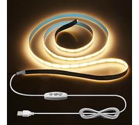 ALITOVE Bande LED COB - 1 m - Blanc chaud - 3000 K - USB - Intensité variable - 320 LED/m - 5 V - Pour rétroéclairage TV LED - Éclairage sous armoire suspendue - Chambre à coucher - Décoration