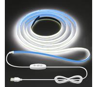 ALITOVE Bande LED COB USB - 2 m - Blanc froid - 6000 K - 320 LEDs/m - 5 V - Rétroéclairage LED - Intensité variable - Pour éclairage sous armoire suspendue - Chambre à coucher - Décoration de maison