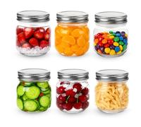 Alitree Lot de 6 Mason Jar avec Couvercle, 250ml bocaux Mason Jar en verre | Bocaux à Pickles & Bocaux en Verre Conserve Bocal en Verre avec Couvercle idéaux pour les confitures et conserves
