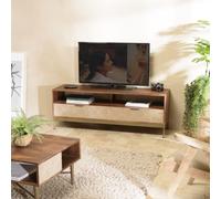Alix - meuble tv en bois de manguier 2 niches 2 tiroirs
