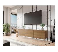 Alix - meuble tv modulable 150 cm - 3 portes - Effet chêne