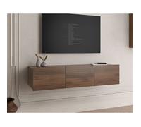 Alix - meuble tv modulable 150 cm - 3 portes - Effet noyer