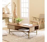 Alix - table basse rectangulaire en bois de manguier 2 niches