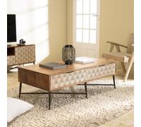 Alix - table basse rectangulaire en bois de manguier 2 tiroirs