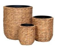 ALIZEE - Lot de 3 cache-pots en jacinthe d'eau naturelle doublés de pots en plastiques - HOUSE_NORDIC Marron G