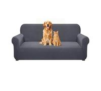 ALKNOT Housse de canapé universelle en forme de L 1/2/3/4 places avec imperméable et anti-plis, forme en U, housse de canapé universelle 3 places, pour canapé en forme de L, 180-230 cm, gris clair