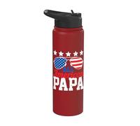 All American Papa 4th Of July American Flag Dad Grandpa Stainless Steel Insulated Water Bottle