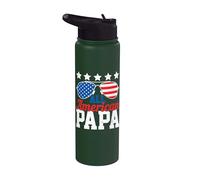 All American Papa 4th Of July American Flag Dad Grandpa Stainless Steel Insulated Water Bottle