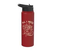 All I Need Is Coffee and Jesus Christian Religious Quote Stainless Steel Insulated Water Bottle
