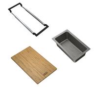 ALL IN Set d'accessoires universel Planche à découper Bambou 32x20 + Panier égouttoir PVC Noir Sanitized (ALLINSET-1-SP)