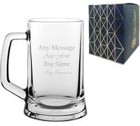 All Things Personalised Verre à Bière Gravé - Chope à Bière 0,5 L pour Père, Grand-père, Collègues et Autres - Cadeau Bière Gravure Laser avec Message Personnalisé, Coffret Cadeau