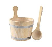 Allayu Ensemble seau et louche pour sauna et spa, grande capacité, outil de bain en bois utilitaire, accessoires pour hammam, outil de bain portable multifonctionnel en bois, tonneau utilitaire grande