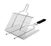 Allayu Panier à Griller Pliable en Acier Inoxydable Durable avec poignée antidérapante, Accessoires de Barbecue pour la Cuisine en Plein air et Les, Argent, 69 x 34.5 cm