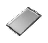 Allayu Plateau de service multifonctionnel pour buffet, dîner et repas, assiette rectangulaire en acier inoxydable avec poignées, idéale pour les barbecues et autres aliments, Argent, 36 x 20 cm