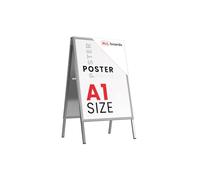 ALLboards Chevalet Porte-Affiche Double Face Cadre en Aluminium Gris - Format A1